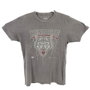 Y2K Mentality Wolf Graphic T-Shirt M Retro Wolf Head Cotton Short sleeve